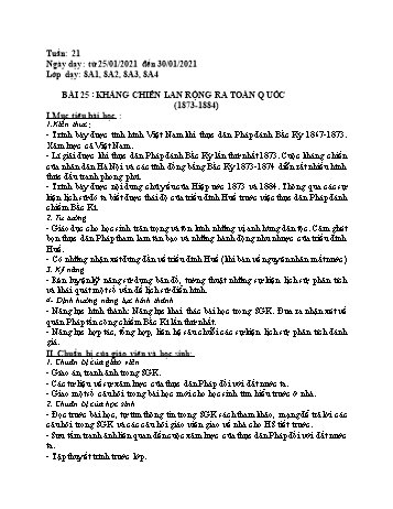 Giáo án Lịch sử Lớp 8 - Tuần 21 - Năm học 2020-2021