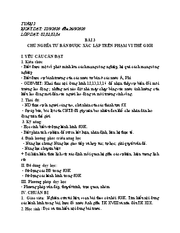 Giáo án Lịch sử Lớp 8 - Tuần 3 - Năm học 2020-2021