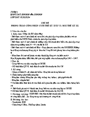 Giáo án Lịch sử Lớp 8 - Tuần 4 - Năm học 2020-2021
