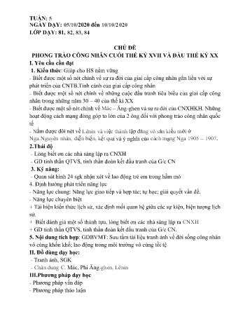 Giáo án Lịch sử Lớp 8 - Tuần 5 - Năm học 2020-2021