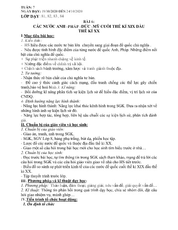 Giáo án Lịch sử Lớp 8 - Tuần 7 - Năm học 2020-2021