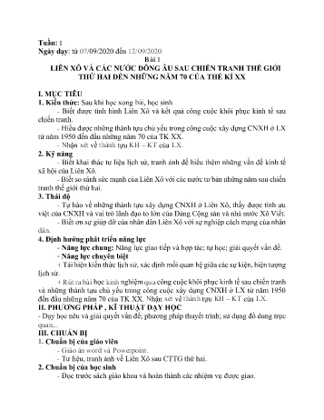 Giáo án Lịch sử Lớp 9 - Tuần 1 - Năm học 2020-2021
