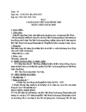 Giáo án Lịch sử Lớp 9 - Tuần 19 (Tiết 2) - Năm học 2020-2021