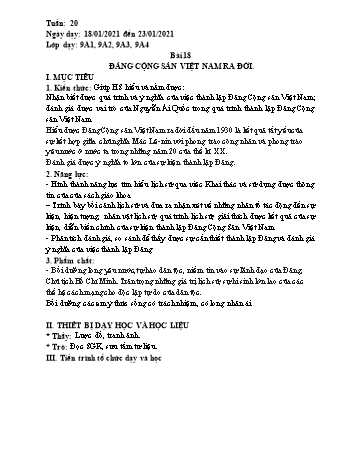 Giáo án Lịch sử Lớp 9 - Tuần 20 - Năm học 2020-2021