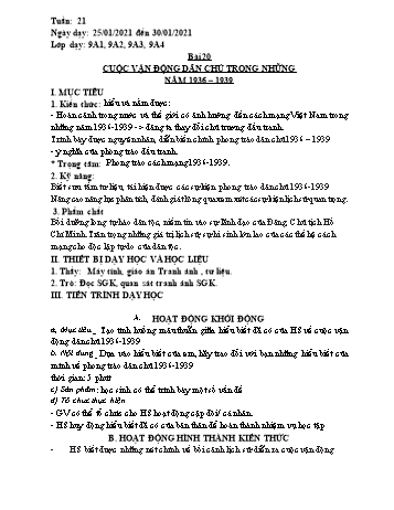 Giáo án Lịch sử Lớp 9 - Tuần 21 - Năm học 2020-2021