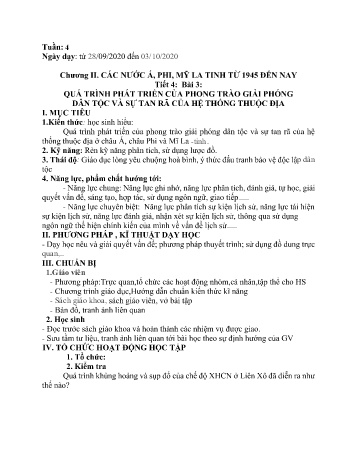 Giáo án Lịch sử Lớp 9 - Tuần 4 - Năm học 2020-2021
