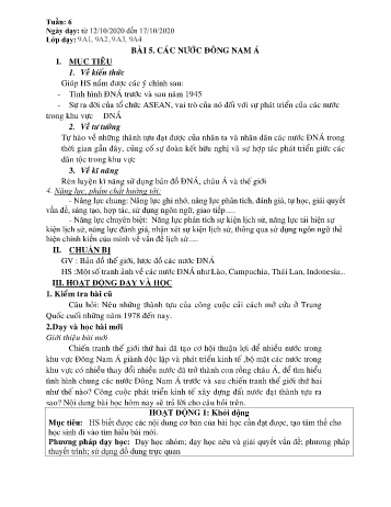 Giáo án Lịch sử Lớp 9 - Tuần 6 - Năm học 2020-2021
