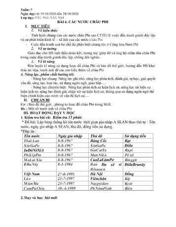 Giáo án Lịch sử Lớp 9 - Tuần 7 - Năm học 2020-2021