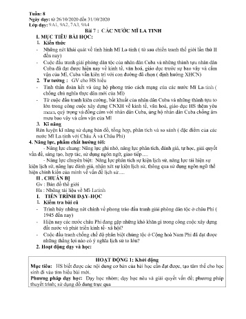 Giáo án Lịch sử Lớp 9 - Tuần 8 - Năm học 2020-2021