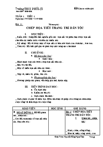 Giáo án Mĩ thuật Lớp 6 - Tuần 1 - Trường THCS Phú Lợi - Năm học 2020-2021