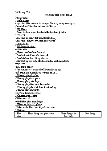 Giáo án Mĩ thuật Lớp 8 - Bài: Vẽ trang trí: Trang trí lều trại