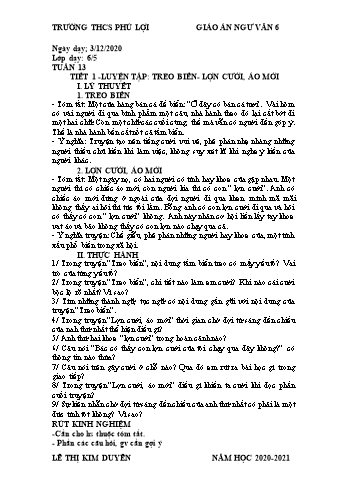 Giáo án Ngữ văn Khối 6 - Tuần 13 - Trường THCS Phú Lợi - Năm học 2020-2021