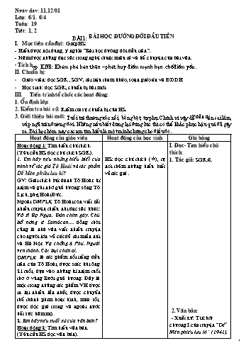 Giáo án Ngữ văn Khối 6 - Tuần 19 - Năm học 2020-2021