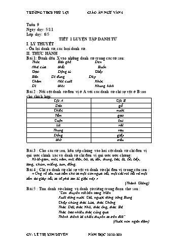 Giáo án Ngữ văn Khối 6 - Tuần 9 - Trường THCS Phú Lợi - Năm học 2020-2021