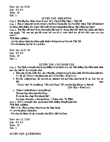 Giáo án Ngữ văn Khối 8 - Tuần 19 - Năm học 2020-2021