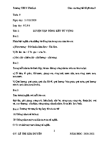Giáo án Ngữ văn Khối 9 - Tuần 9 - Trường THCS Phú Lợi - Năm học 2020-2021