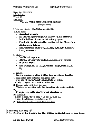 Giáo án Ngữ văn Lớp 6 - Tuần 13 - Trường THCS Phú Lợi - Năm học 2020-2021
