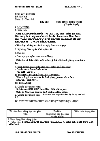 Giáo án Ngữ văn Lớp 6 - Tuần 2 - Trường THCS Phú Lợi - Năm học 2020-2021