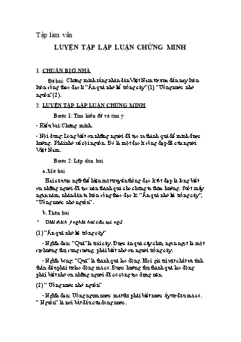 Giáo án Ngữ văn Lớp 7 - Bài: Luyện tập lập luận chứng minh