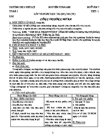 Giáo án Ngữ văn Lớp 7 - Tuần 1 - Nguyễn Tuấn Anh