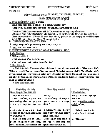 Giáo án Ngữ văn Lớp 7 - Tuần 13 - Nguyễn Tuấn Anh