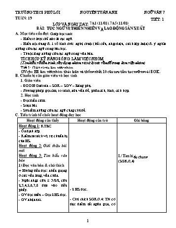 Giáo án Ngữ văn Lớp 7 - Tuần 19 - Nguyễn Tuấn Anh