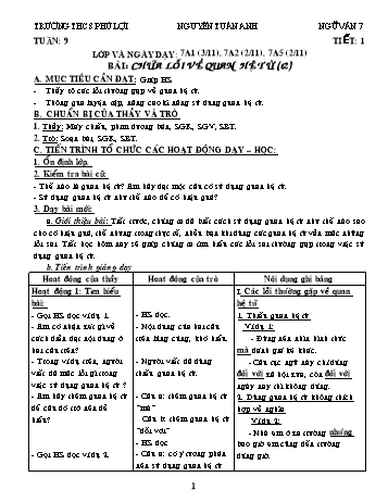 Giáo án Ngữ văn Lớp 7 - Tuần 9 - Nguyễn Tuấn Anh