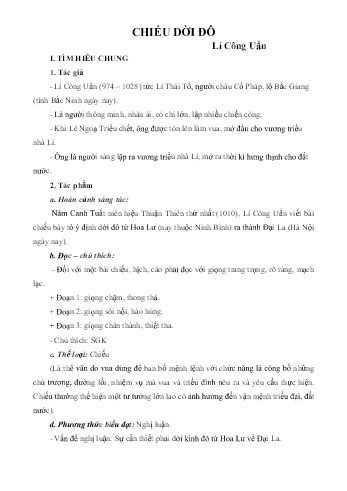 Giáo án Ngữ văn Lớp 8 - Bài: Chiếu dời đô