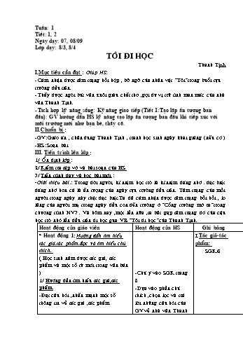 Giáo án Ngữ văn Lớp 8 - Tuần 1 - Năm học 2020-2021
