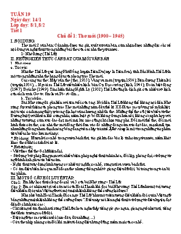 Giáo án Ngữ văn Lớp 8 - Tuần 19 - Năm học 2020-2021