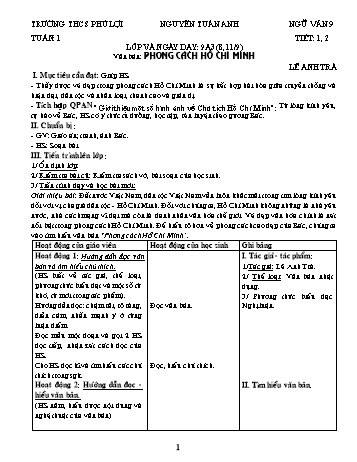 Giáo án Ngữ văn Lớp 9 - Tuần 1 - Nguyễn Tuấn Anh