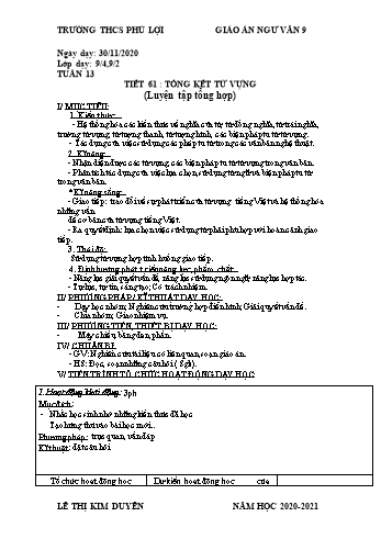 Giáo án Ngữ văn Lớp 9 - Tuần 13 - Trường THCS Phú Lợi - Năm học 2020-2021