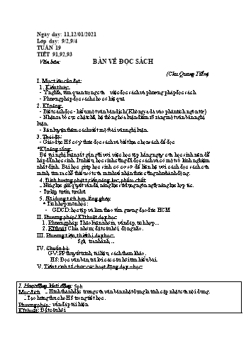 Giáo án Ngữ văn Lớp 9 - Tuần 19 - Năm học 2020-2021