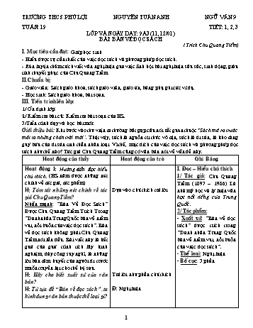 Giáo án Ngữ văn Lớp 9 - Tuần 19 - Nguyễn Tuấn Anh