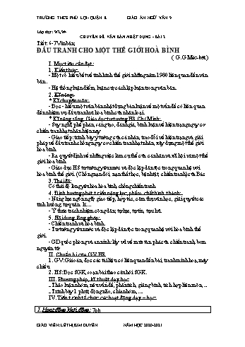 Giáo án Ngữ văn Lớp 9 - Tuần 2 - Trường THCS Phú Lợi - Năm học 2020-2021