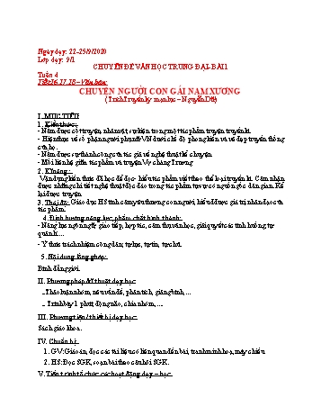 Giáo án Ngữ văn Lớp 9 - Tuần 4 - Năm học 2020-2021