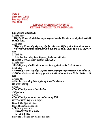 Giáo án Ngữ văn Lớp 9 - Tuần 9 - Năm học 2020-2021