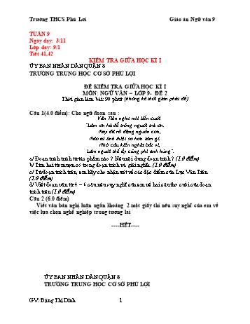 Giáo án Ngữ văn Lớp 9 - Tuần 9 - Trường THCS Phú Lợi - Năm học 2020-2021