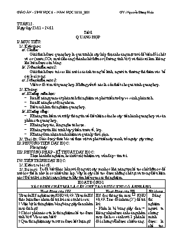 Giáo án Sinh học Lớp 6 - Tuần 12 - Nguyễn Đăng Hiệu - Năm học 2020-2021