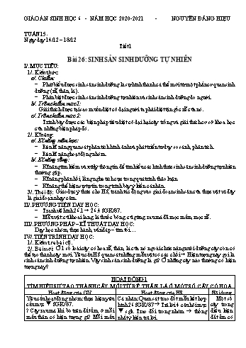 Giáo án Sinh học Lớp 6 - Tuần 15 - Nguyễn Đăng Hiệu - Năm học 2020-2021