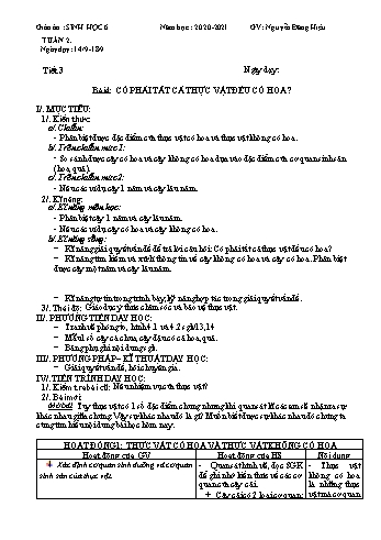 Giáo án Sinh học Lớp 6 - Tuần 2 - Nguyễn Đăng Hiệu - Năm học 2020-2021