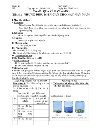 Giáo án Sinh học Lớp 6 - Tuần 21