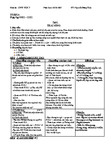 Giáo án Sinh học Lớp 7 - Tuần 10 - Nguyễn Đăng Hiệu - Năm học 2020-2021