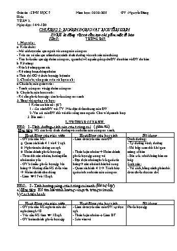 Giáo án Sinh học Lớp 7 - Tuần 2 - Nguyễn Đăng Hiệu - Năm học 2020-2021