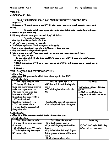 Giáo án Sinh học Lớp 7 - Tuần 3 - Nguyễn Đăng Hiệu - Năm học 2020-2021
