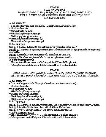 Giáo án tăng tiết Ngữ văn Lớp 7 - Tuần 19-22