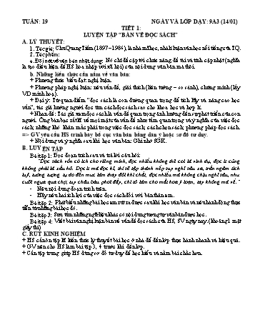 Giáo án tăng tiết Ngữ văn Lớp 9 - Tuần 19-22