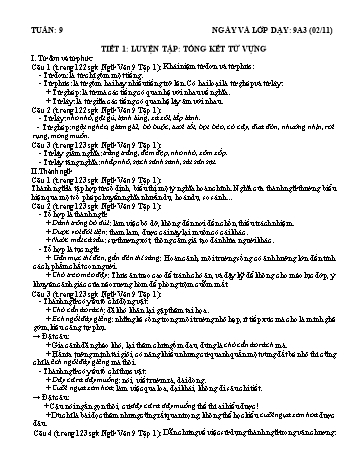 Giáo án tăng tiết Ngữ văn Lớp 9 - Tuần 9-12