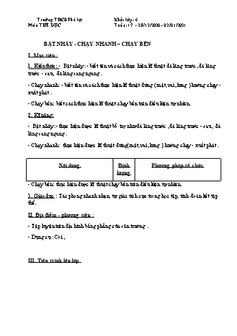 Giáo án Thể dục Khối 6 - Tuần 17 - Trường THCS Phú Lợi - Năm học 2020-2021