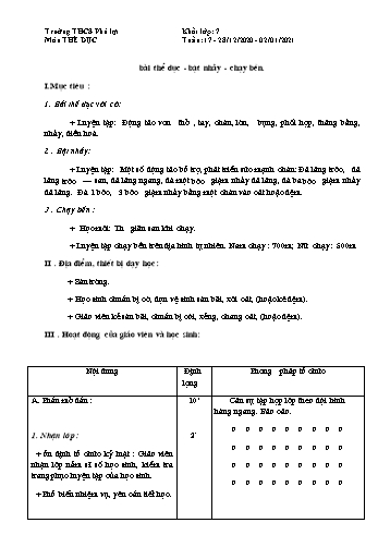 Giáo án Thể dục Khối 7 - Tuần 17 - Trường THCS Phú Lợi - Năm học 2020-2021